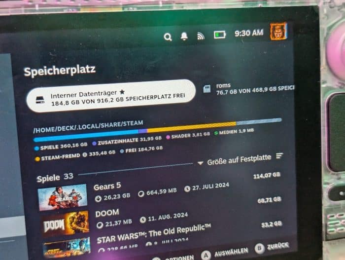 Steam Deck größere SSD